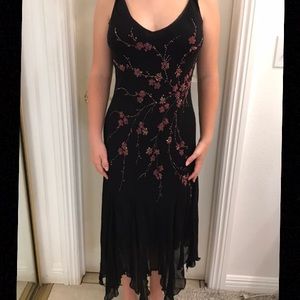 Long Black Dress with Beaded Embellishments